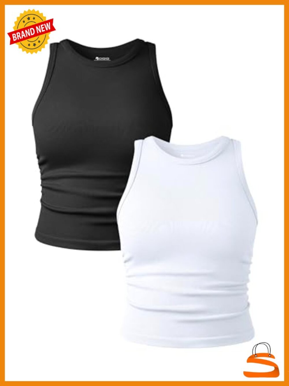 2 Pack Women's Tank Tops Crew Neck Sleeveless Stretch Yoga Crop Camis - Picture 1 of 5